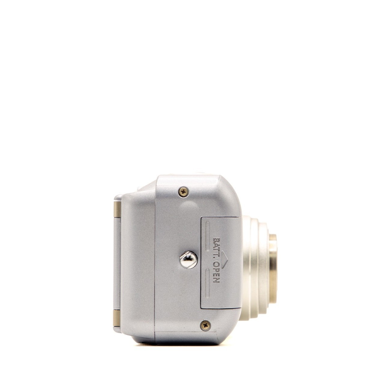 Side view of the Canon Autoboy N130 vintage 35mm film camera body
