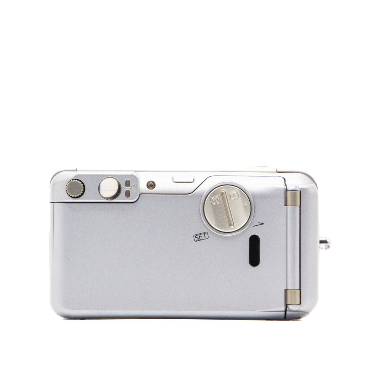 Top plate of the Canon Prima Super 130 Caption 35mm film camera showing shutter button and dials