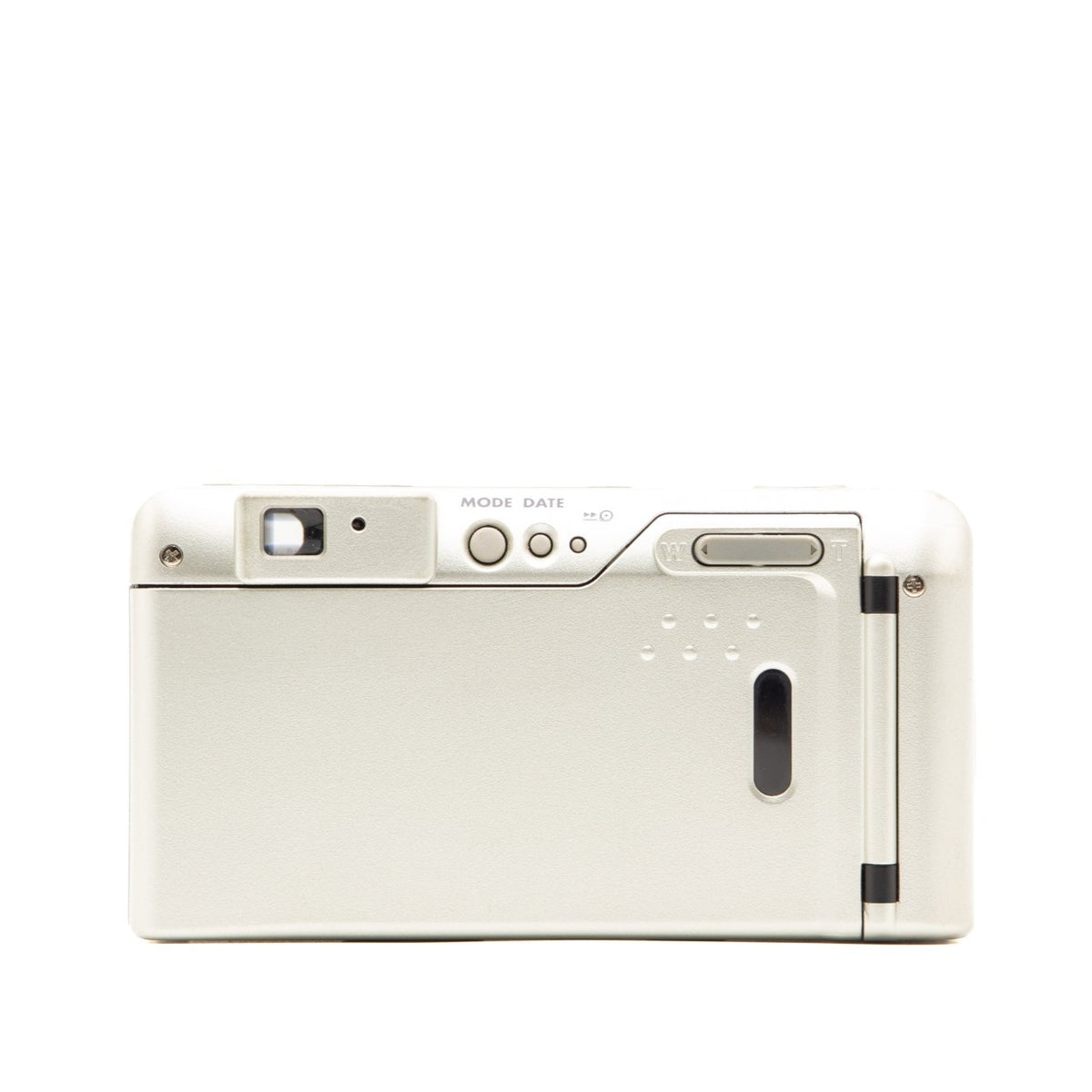 Top plate of the Konica Z-Up 150e 35mm film camera showing shutter button and dials
