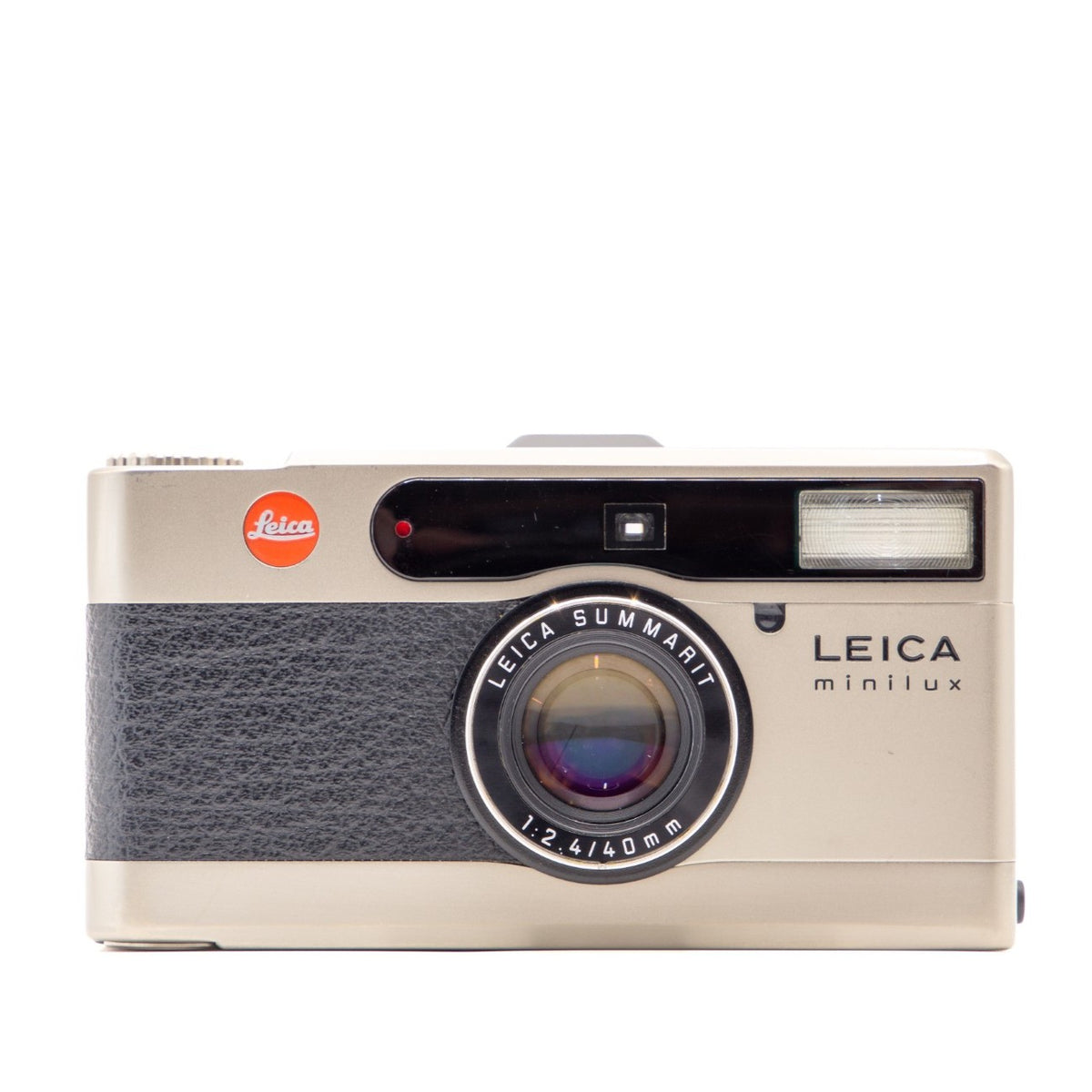 Leica Minilux 35mm film camera – front view of this vintage point-and-shoot camera