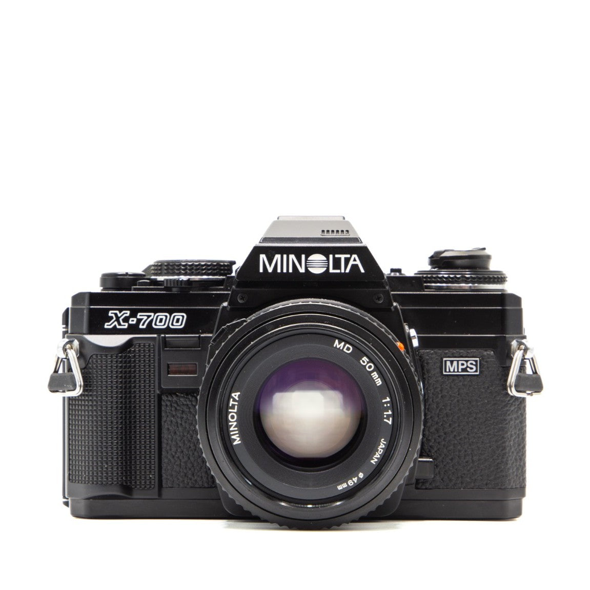 Minolta X-700 35mm film camera – front view of this vintage SLR film camera