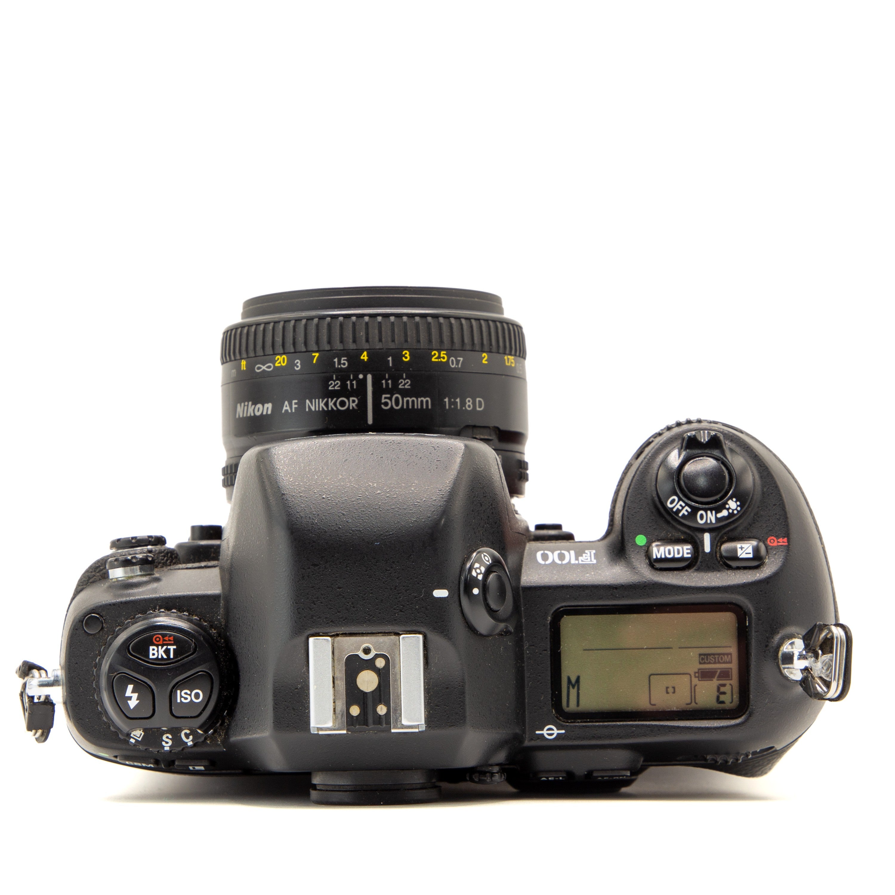 Opposite side view of the Nikon F100 35mm camera body