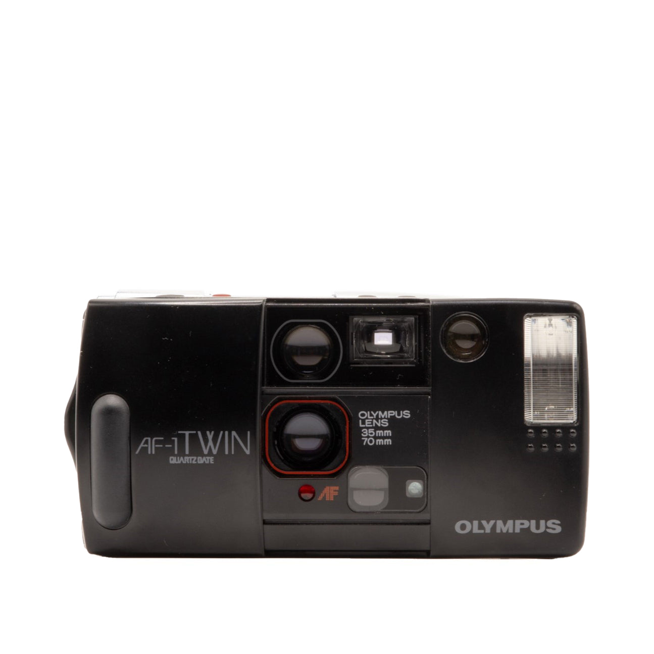 Olympus AF-1 Twin 35mm film camera – front view of this vintage point-and-shoot camera