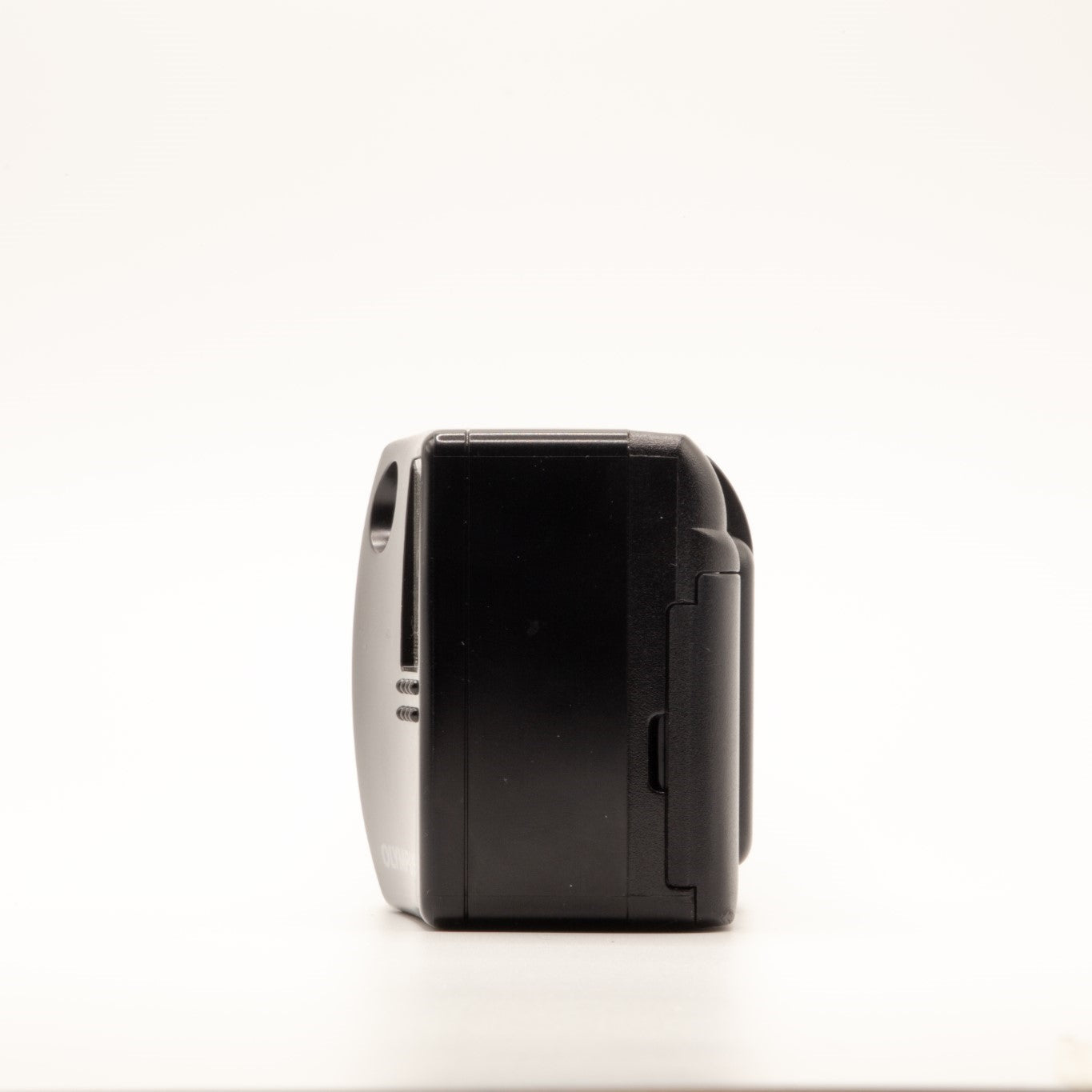 Side view of the Olympus AF-1 Twin vintage 35mm film camera body