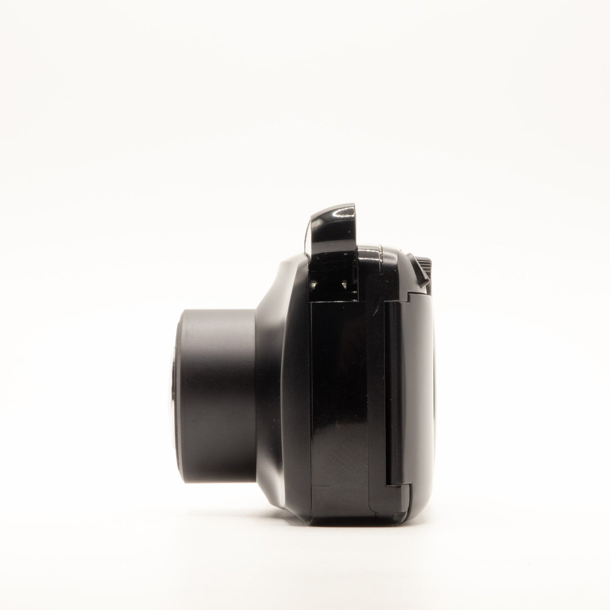 Side view of the Olympus MJU Zoom 105 vintage 35mm film camera body