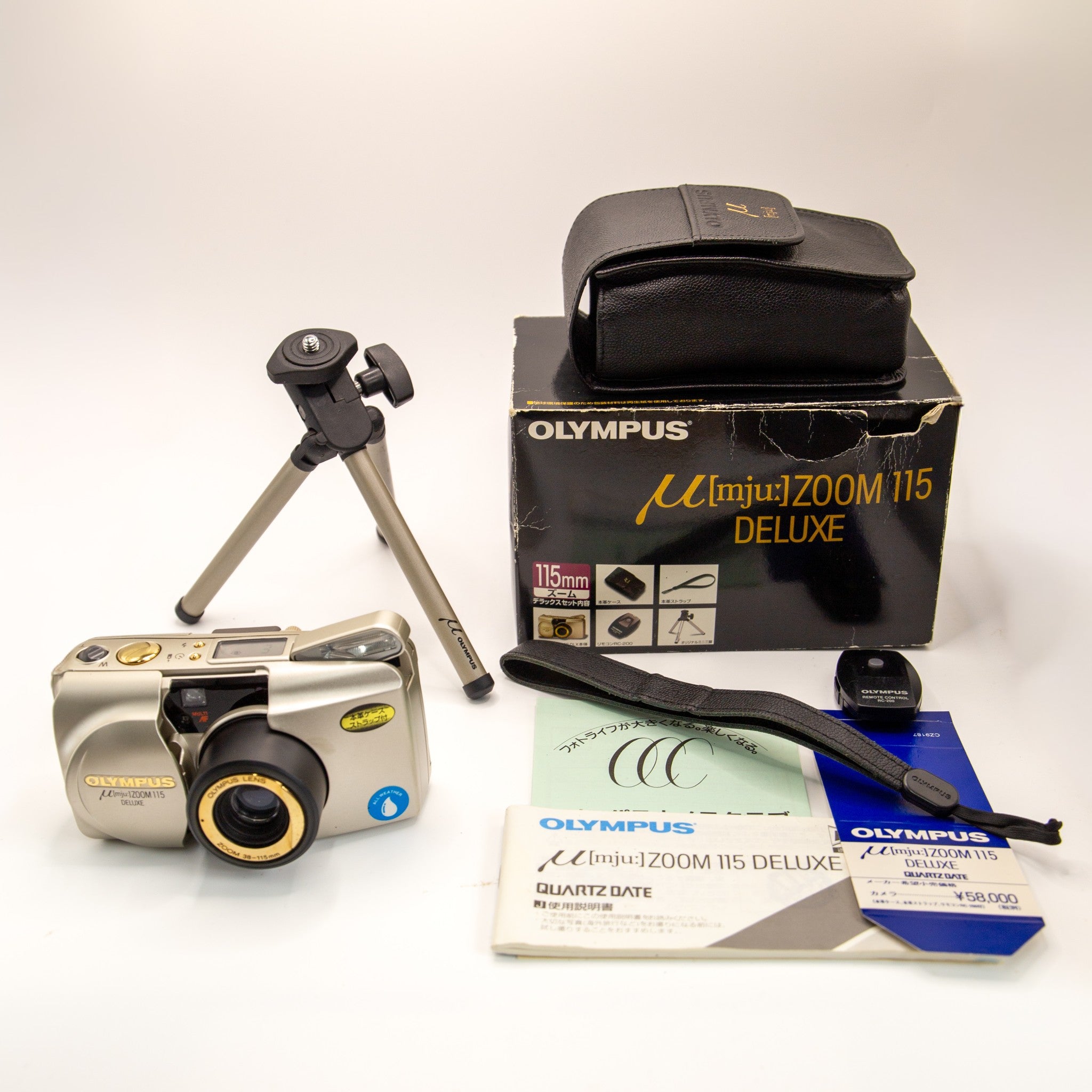 Olympus MJU Zoom 115 Deluxe 35mm film camera bundle – one-of-a-kind set with original box and accessories