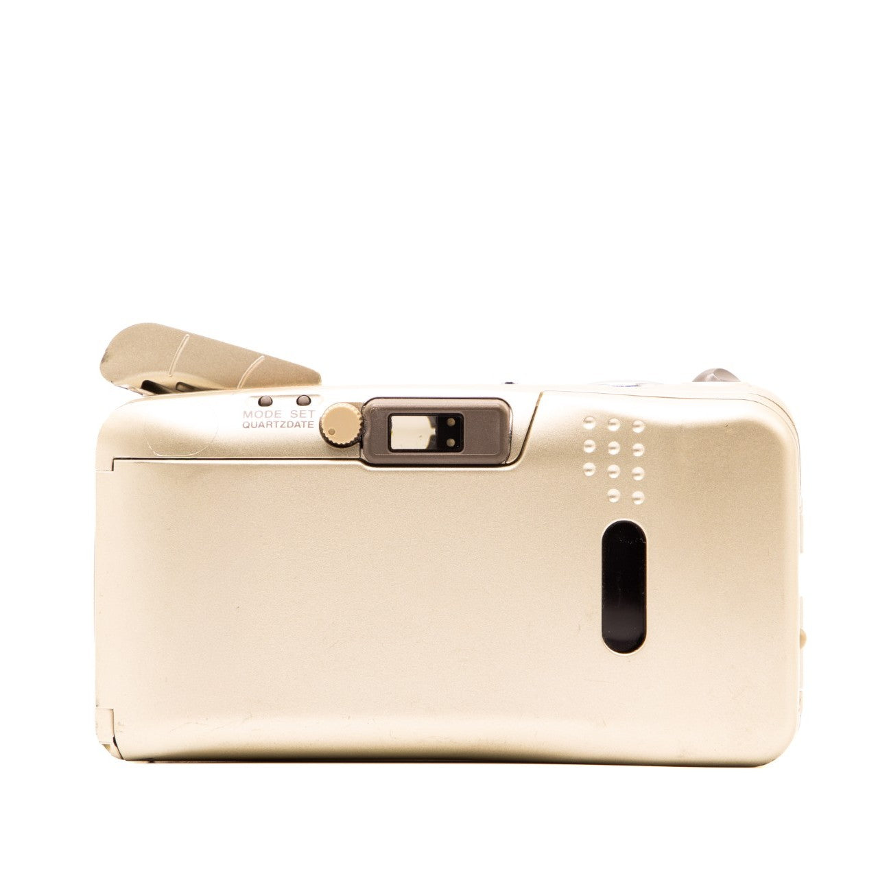 Top plate of the Olympus MJU Wide 80 35mm camera showing shutter button and zoom controls