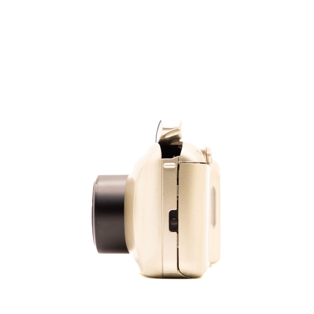 Back view of the Olympus MJU II Zoom 80 Deluxe vintage 35mm camera showing film door and controls