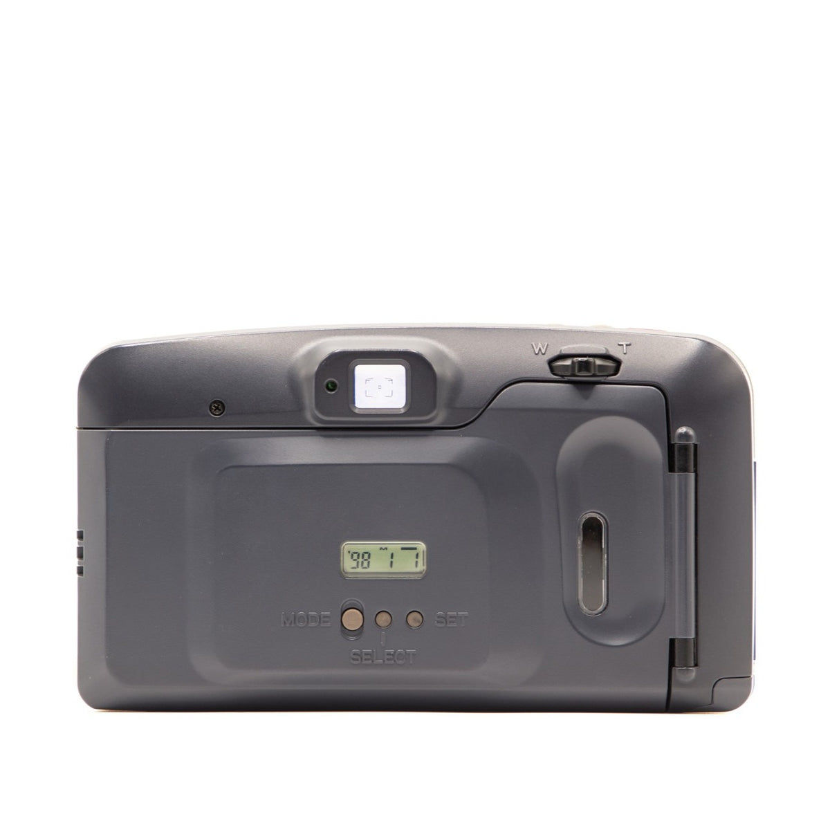 Top plate of the Yashica Zoomate 80 35mm film camera showing shutter button and dials
