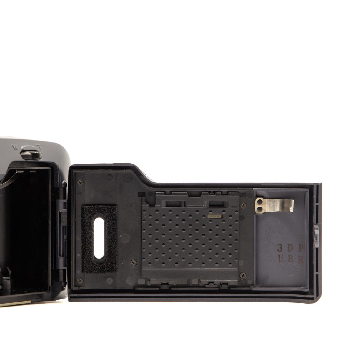 Yashica Zoomate 80 film chamber door internals, showing the 35mm film loading mechanism