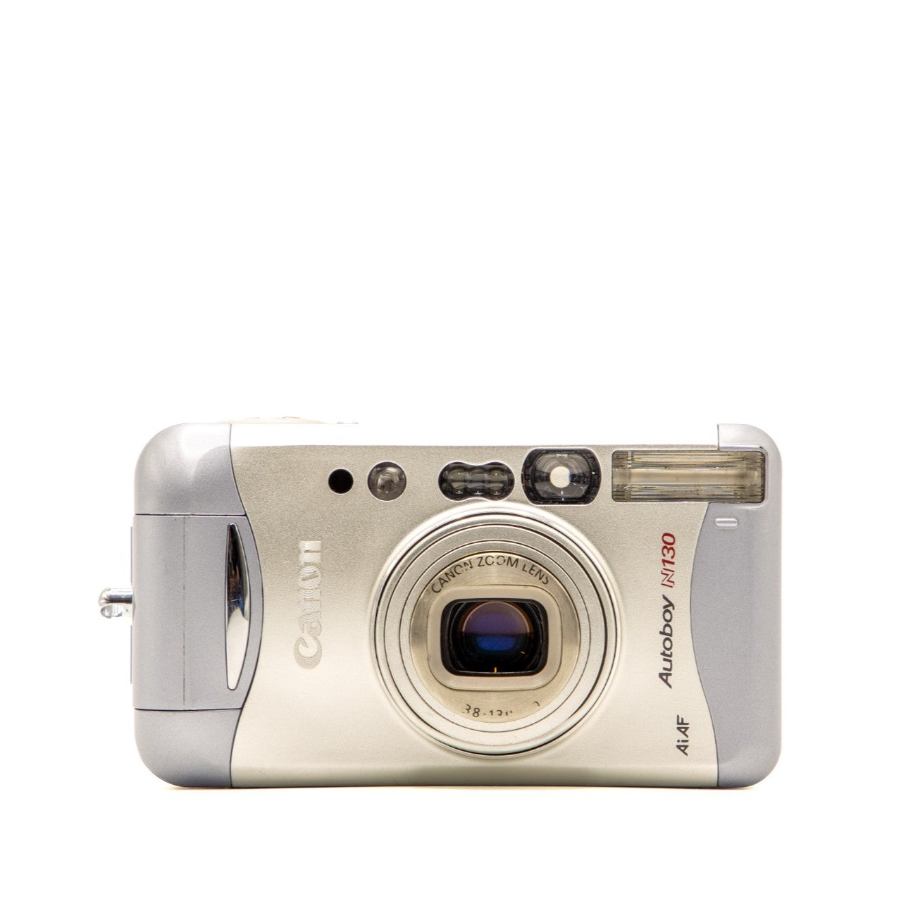 Canon Autoboy N130 35mm film camera – front view of this vintage point-and-shoot camera