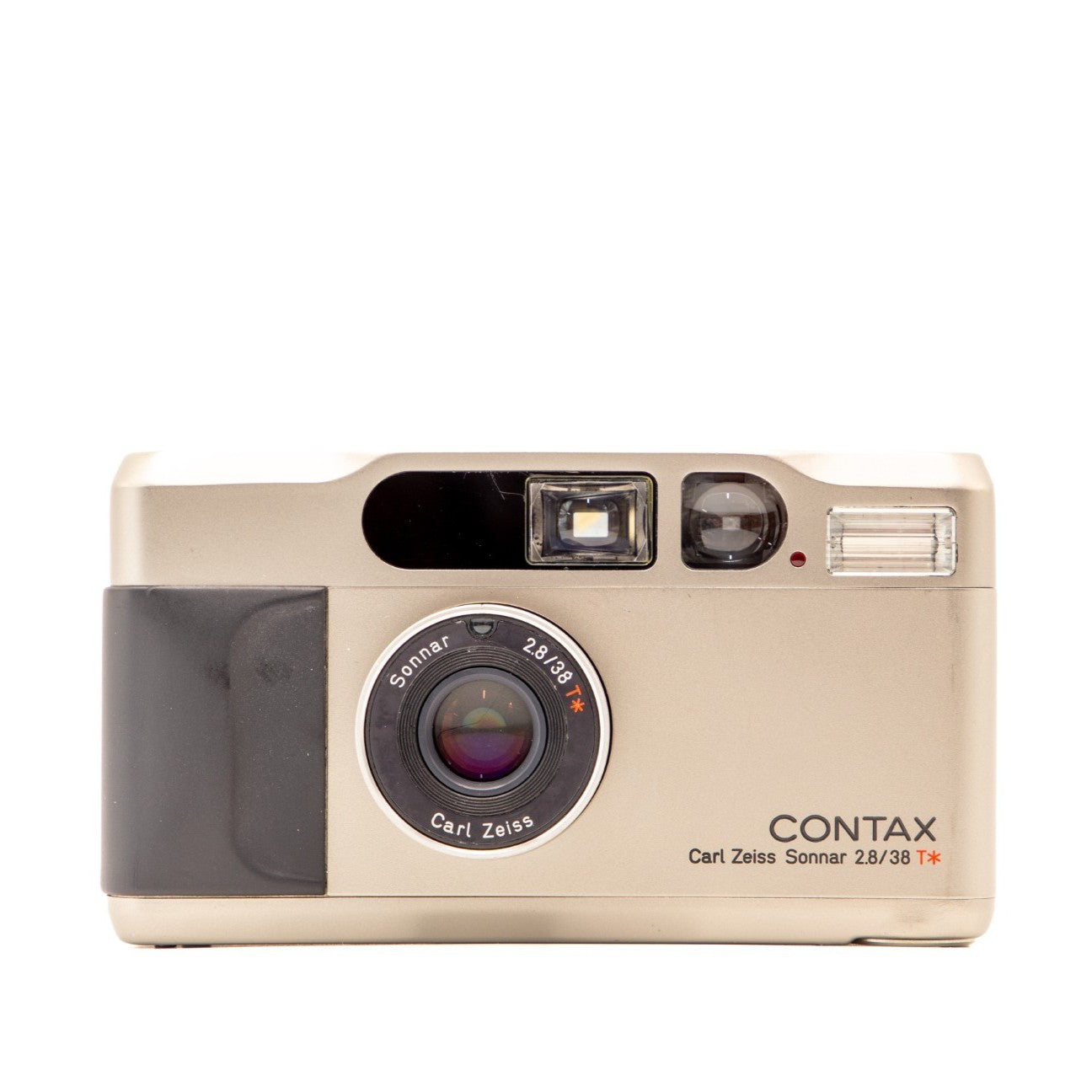 Contax T2 (Titanium) 35mm film camera – front view of this vintage point-and-shoot camera