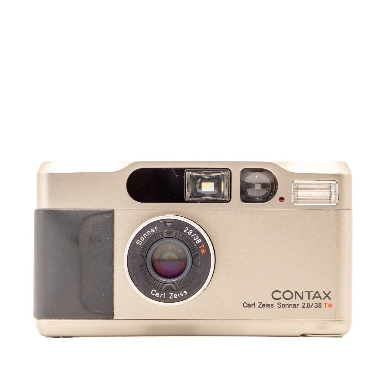 Contax T2 (Titanium) 35mm film camera – front view of this vintage point-and-shoot camera