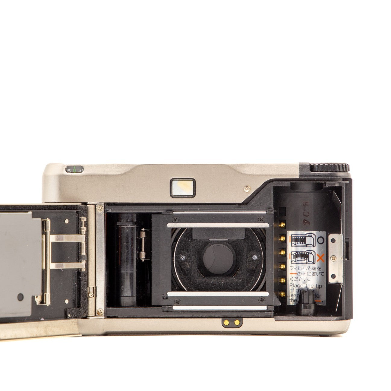 Internal view of the Contax T2 (Titanium) lens mechanism and mechanics – 35mm film camera close-up