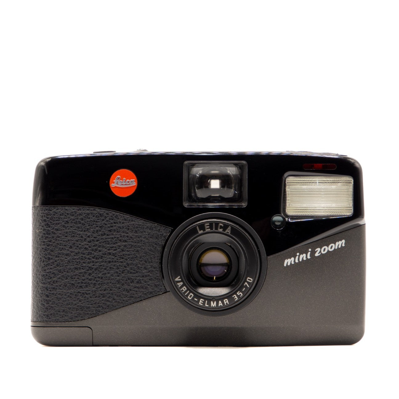 Leica Mini Zoom 35mm film camera – front view of this vintage camera with genuine Leica Vario-Elmar zoom lens