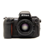 Nikon F100 35mm film camera – front view of this vintage SLR film camera
