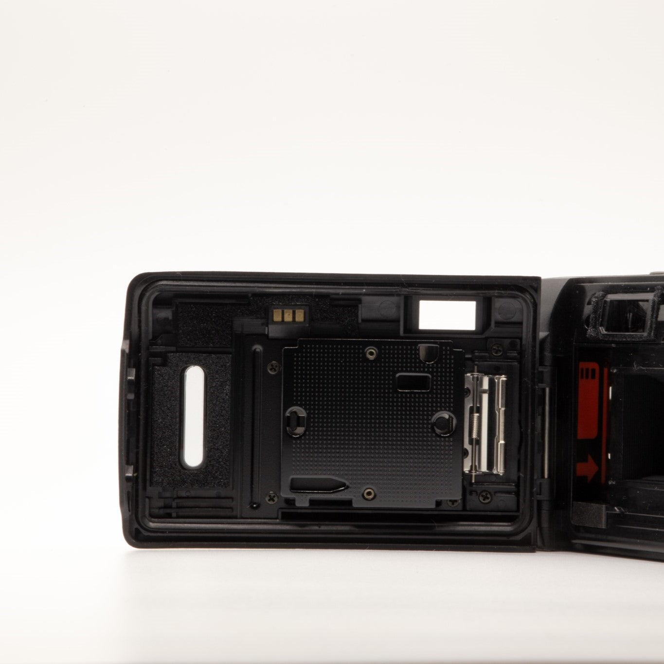 Olympus AF-1 Twin film chamber door internals, showing the 35mm film loading mechanism