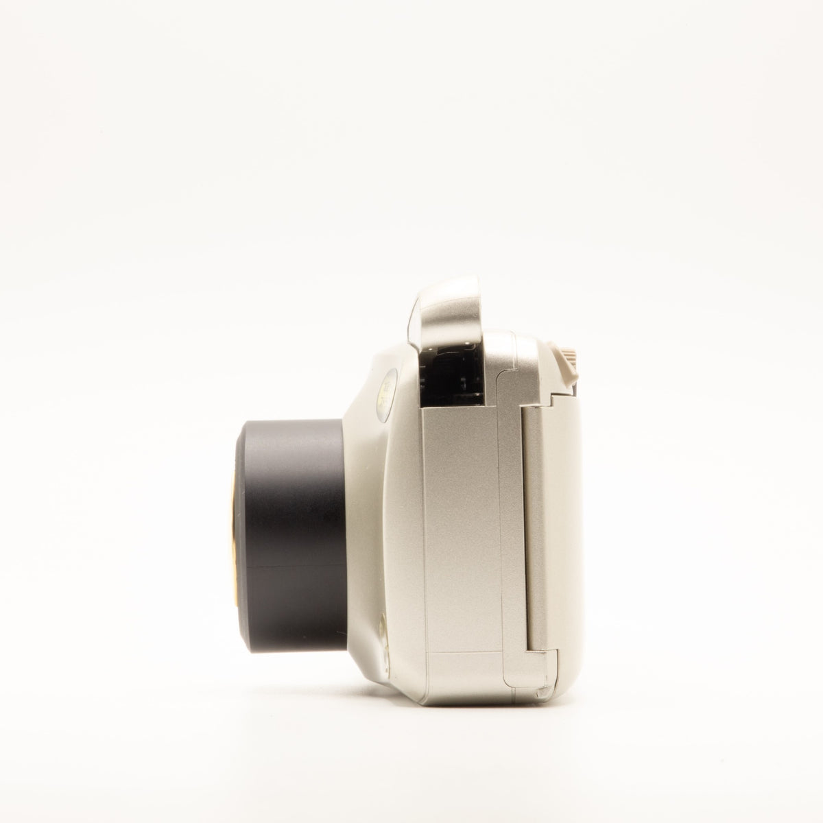 Side view of the Olympus MJU Zoom 105 Deluxe vintage 35mm film camera body