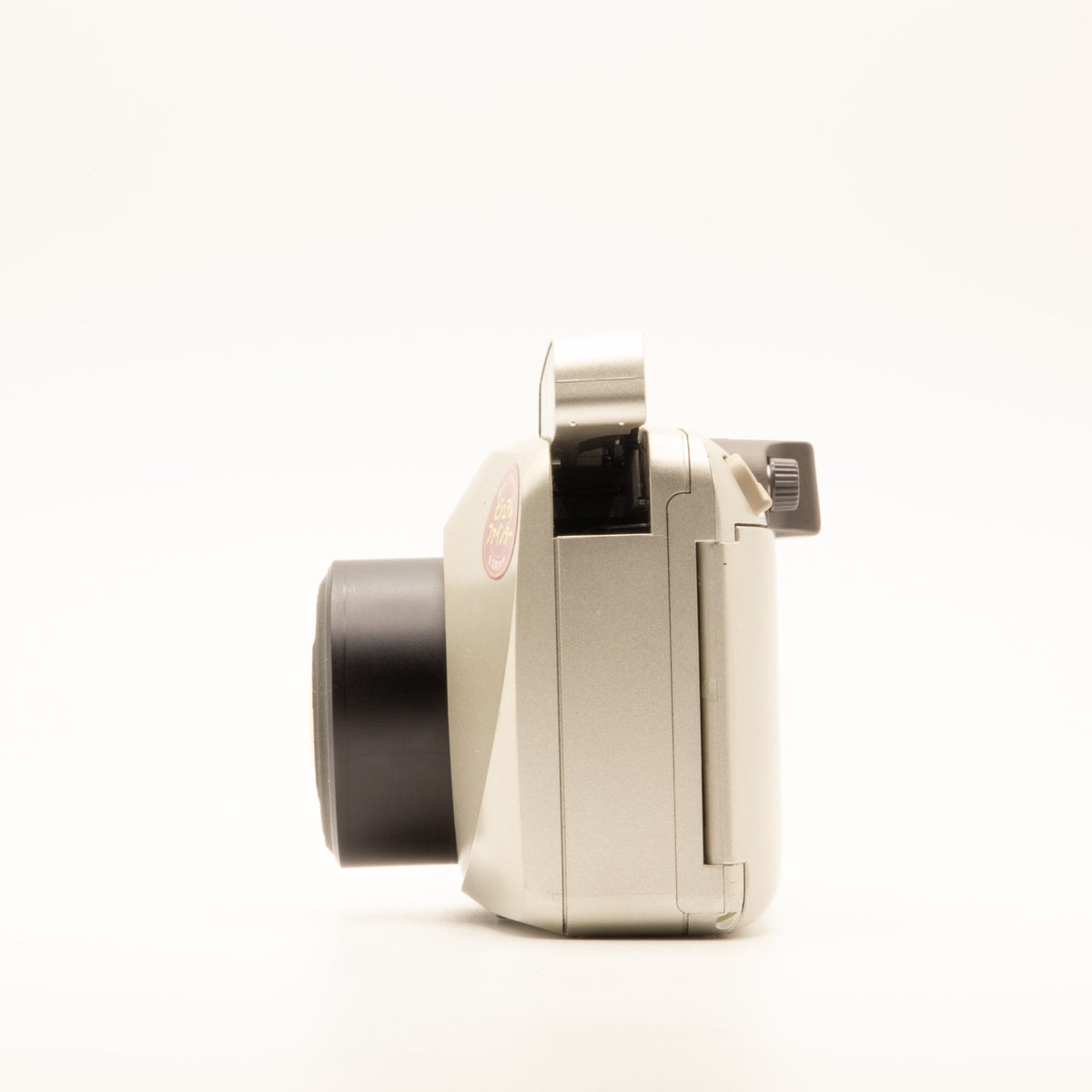 Side view of the Olympus MJU Zoom 140 VF vintage 35mm film camera body