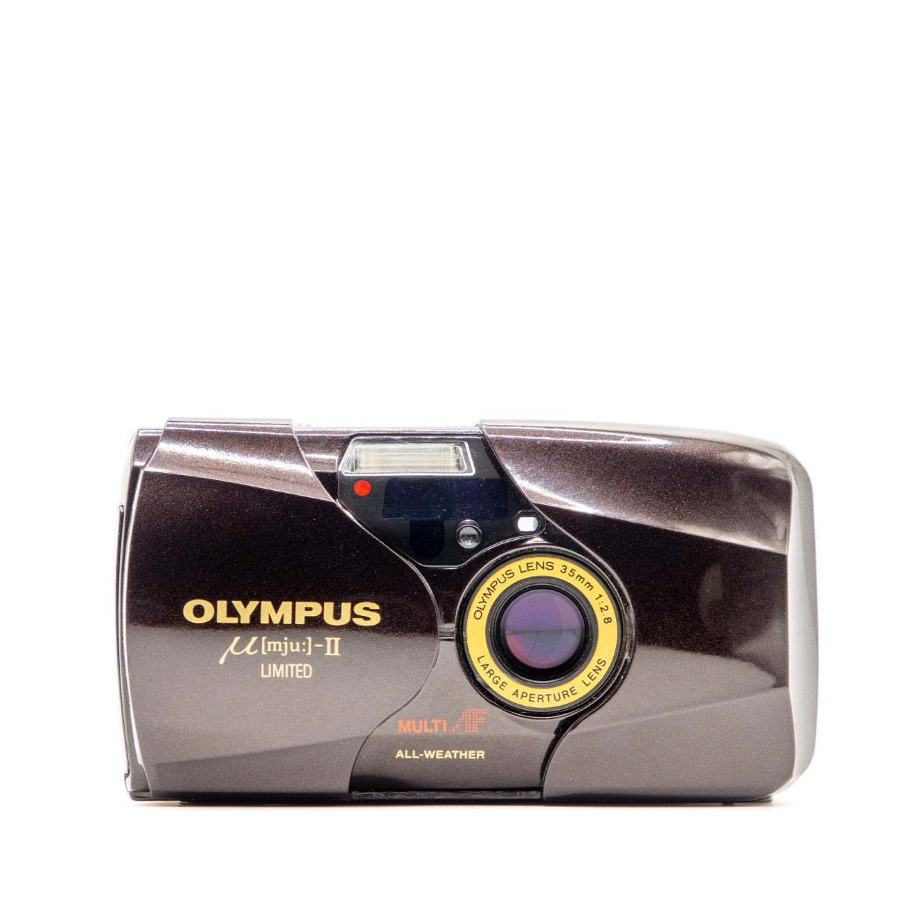 Olympus Mju ii Limited camera on a white background