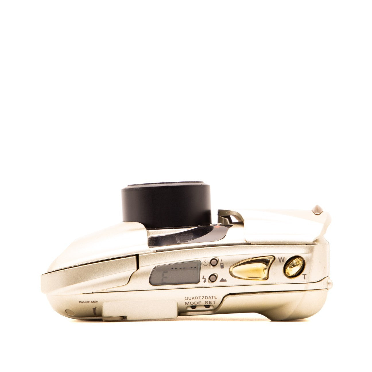 Opposite side view of the Olympus MJU II Zoom 80 Deluxe 35mm camera body