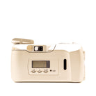 Top plate of the Olympus MJU III 115 35mm film camera showing shutter button and dials