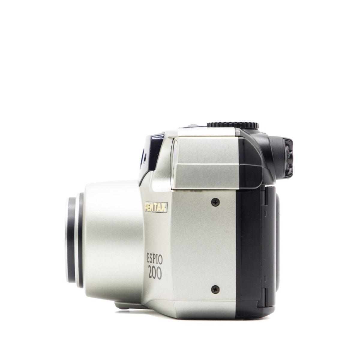 Back view of the Pentax Espio 200 vintage 35mm camera showing film door and controls